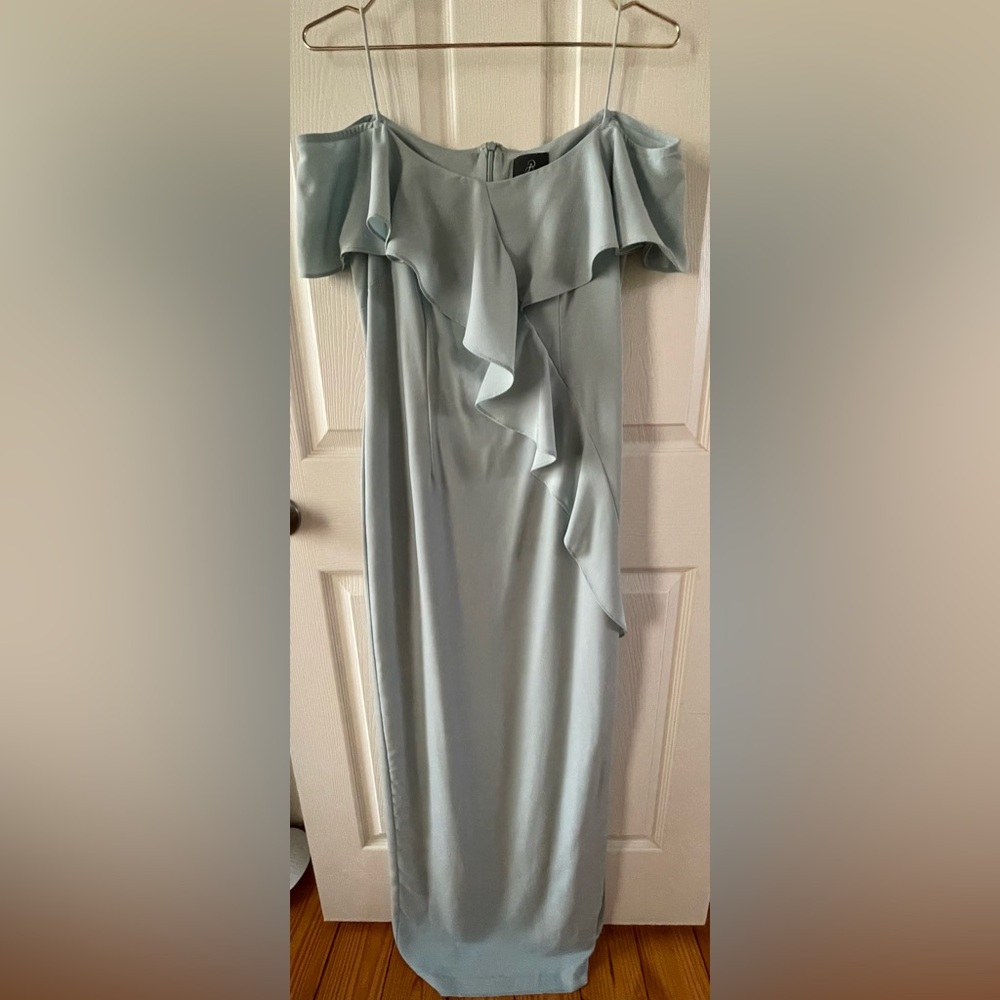 Adrianna Papell Light Blue Off-Shoulder Dress